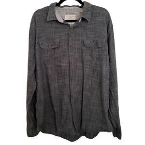 Weatherproof Vintage Gray Longsleeve Button Down XXL Western Chambray Casual